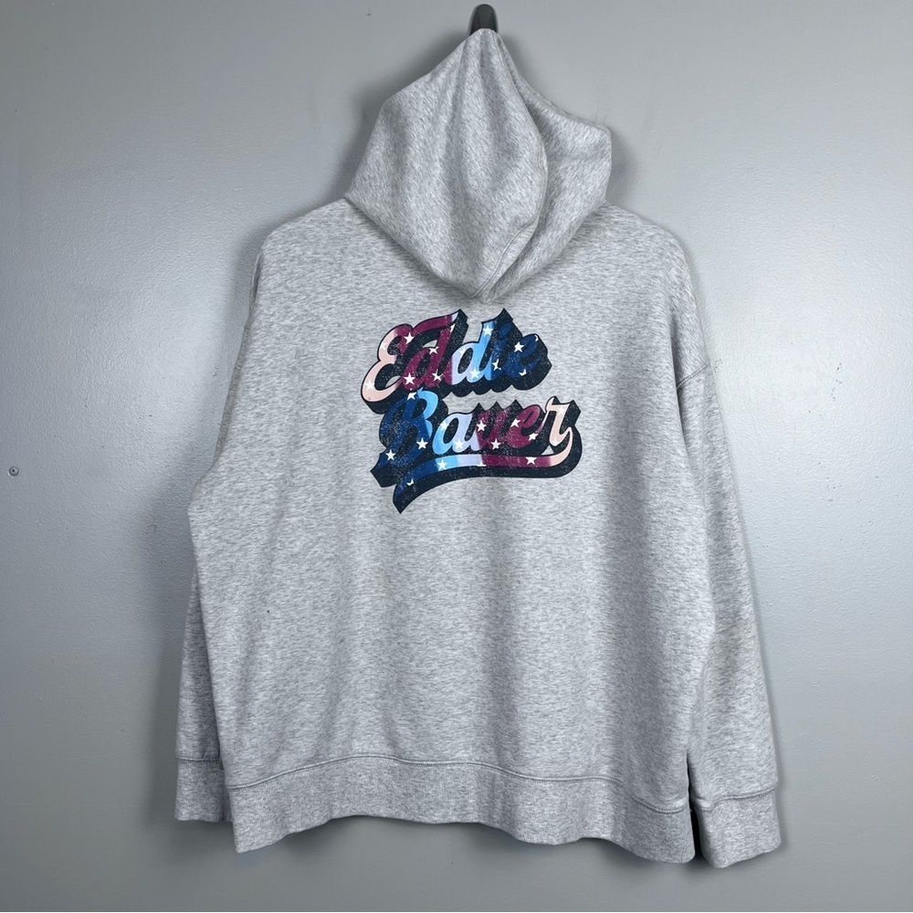 Eddie Bauer Women's 80s Retro Air Brush Logo Fleece Full Zip Hoodie Size XL